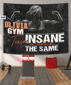 Personalized Women Fitness Banner Flag Tapestry Home Gym Decor Motivational Wall Art