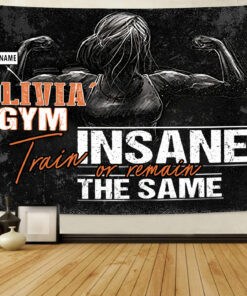 Personalized Women Fitness Banner Flag Tapestry Home Gym Decor Motivational Wall Art