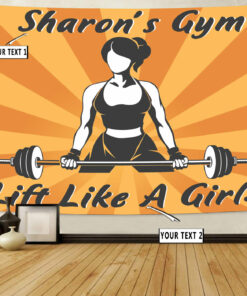 Personalized Women Weightlifting Banner Flag Tapestry Home Gym Decor Gym Gift Lift Like A Girl