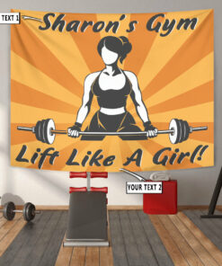 Personalized Women Weightlifting Banner Flag Tapestry Home Gym Decor Gym Gift Lift Like A Girl