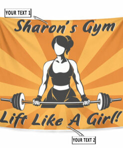 Personalized Women Weightlifting Banner Flag Tapestry Home Gym Decor Gym Gift Lift Like A Girl