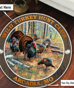 Personanlized Turkey Hunting Welcome Round Rug, Carpet