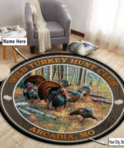 Personanlized Turkey Hunting Welcome Round Rug, Carpet