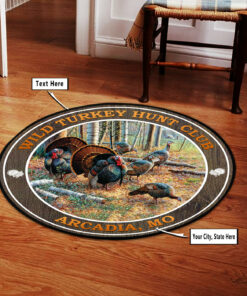 Personanlized Turkey Hunting Welcome Round Rug, Carpet