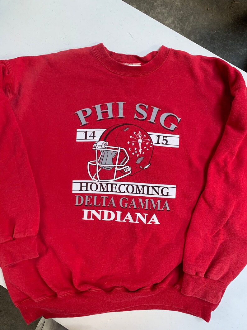 Phi Sig Delta Gamma 2014 Homecoming Indiana IU Crewneck Sweatshirt Awesome Football Graphic