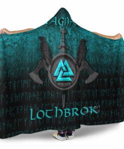 Ragnar Lodbrok Viking Warrior Cyan Version Hooded Blanket