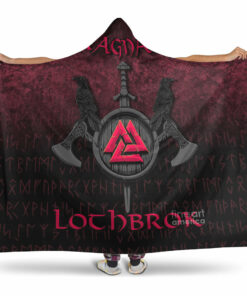 Ragnar Lodbrok Viking Warrior Red Version Hooded Blanket