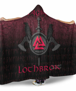Ragnar Lodbrok Viking Warrior Red Version Hooded Blanket