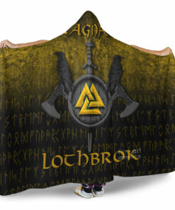 Ragnar Lothbrok Viking Warrior Gold Version Hooded Blanket