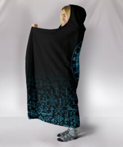 Raven Celtic Cyan Viking Style Hooded Blanket
