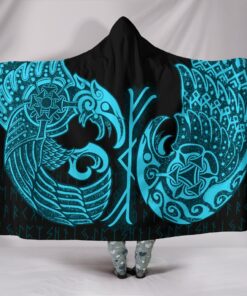 Raven Tattoo Viking Hooded Blanket
