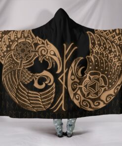 Raven Tattoo Viking Hooded Blanket
