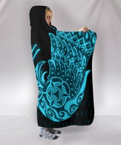Raven Tattoo Viking Hooded Blanket