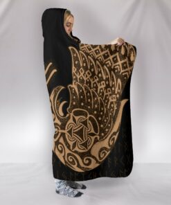 Raven Tattoo Viking Hooded Blanket
