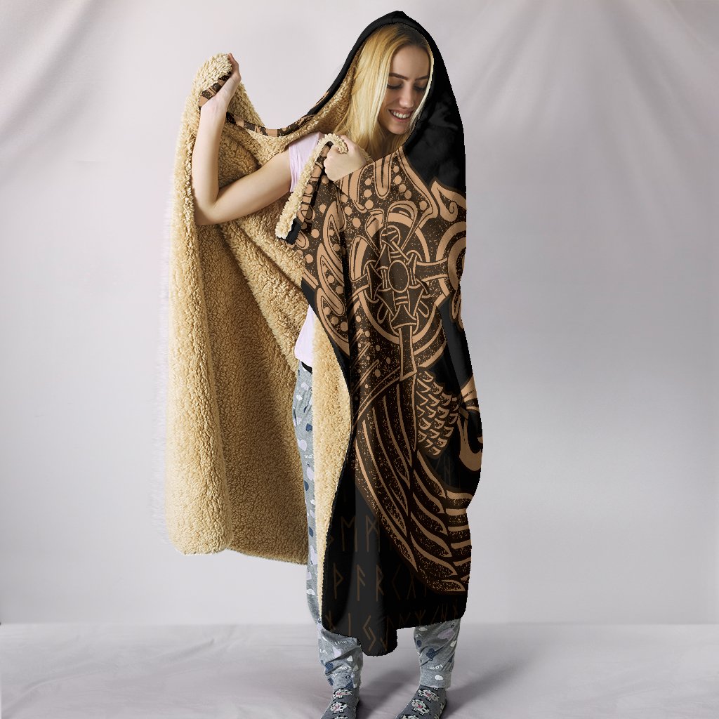 Raven Tattoo Viking Hooded Blanket