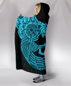 Raven Tattoo Viking Hooded Blanket