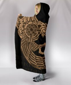 Raven Tattoo Viking Hooded Blanket