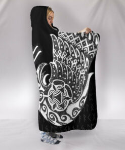 Raven Tattoo Viking Style Hooded Blanket