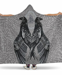 Raven Valknut Viking Hooded Blanket