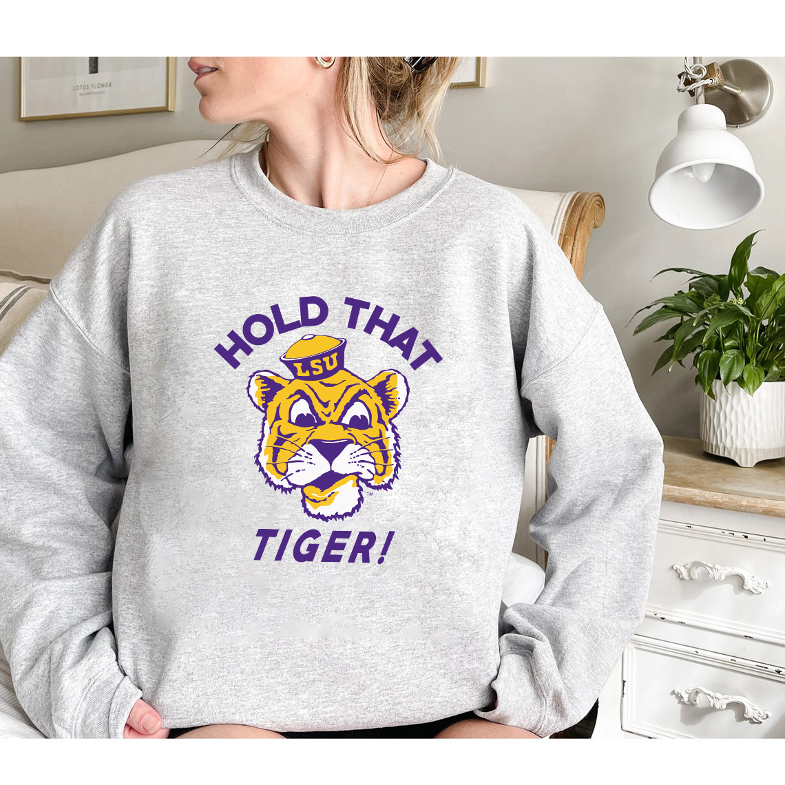 Retro Hold That Tiger LSU Crewneck