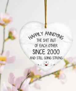 Since Custom Year Wedding Anniversary Ceramic Ornament, Gifts For Parents Couples Grandparents, Tin Silver Ruby Gold Diamond Anniversary