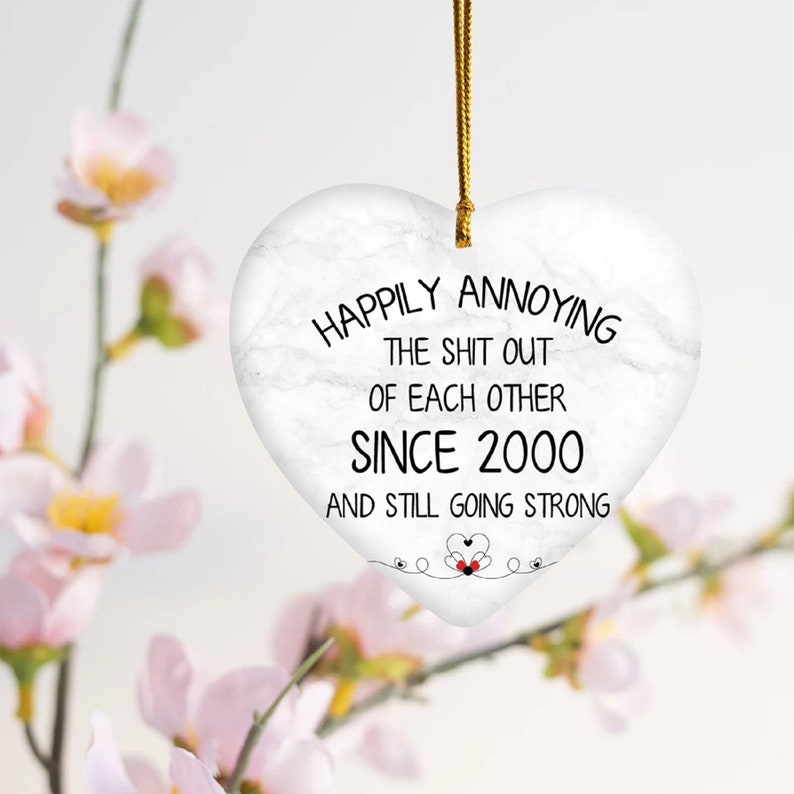 Since Custom Year Wedding Anniversary Ceramic Ornament, Gifts For Parents Couples Grandparents, Tin Silver Ruby Gold Diamond Anniversary