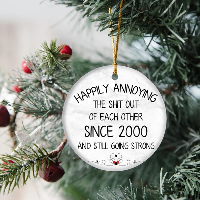 Since Custom Year Wedding Anniversary Ceramic Ornament, Gifts For Parents Couples Grandparents, Tin Silver Ruby Gold Diamond Anniversary