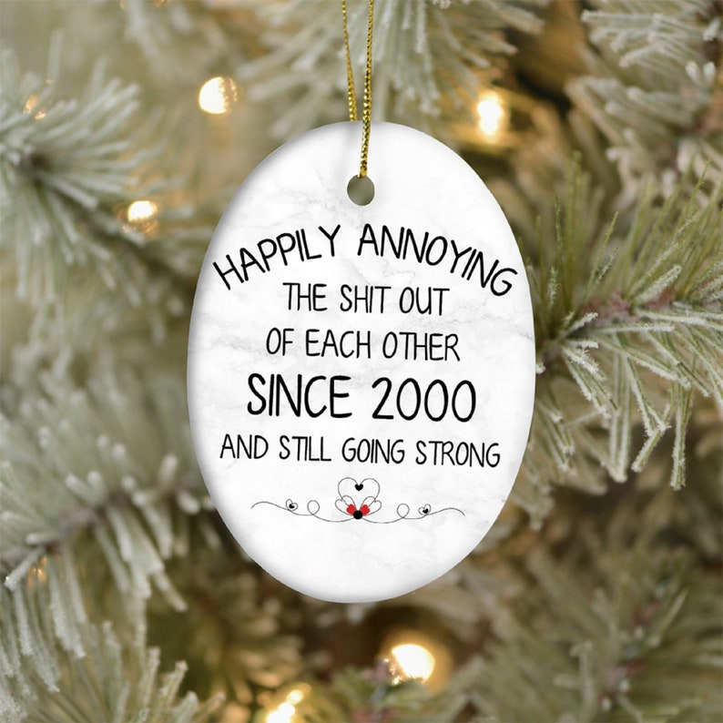 Since Custom Year Wedding Anniversary Ceramic Ornament, Gifts For Parents Couples Grandparents, Tin Silver Ruby Gold Diamond Anniversary