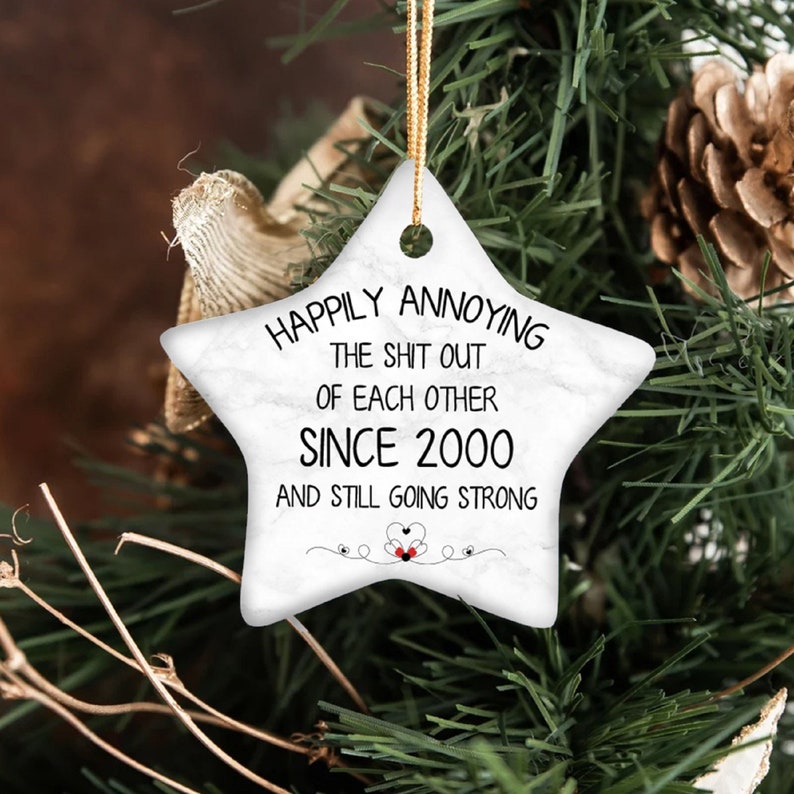 Since Custom Year Wedding Anniversary Ceramic Ornament, Gifts For Parents Couples Grandparents, Tin Silver Ruby Gold Diamond Anniversary