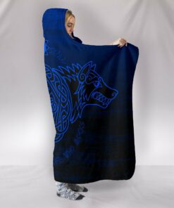 Skoll and Hati Viking Hooded Blanket Gifts Fleece Sherpa Blanket