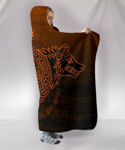 Skollnd Hati Orange Viking Hooded Blanket