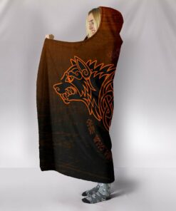 Skollnd Hati Orange Viking Hooded Blanket