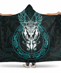 Skull and Raven Viking Hooded Blanket, Hooded Blanket