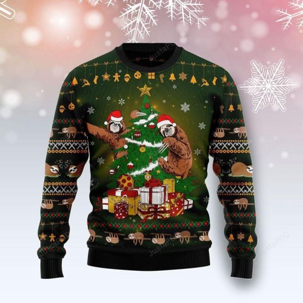 Sloth Christmas Tree Ugly Christmas Sweater, All Over Print Sweatshirt, Ugly Sweater, Christmas Sweaters, Hoodie, Sweater