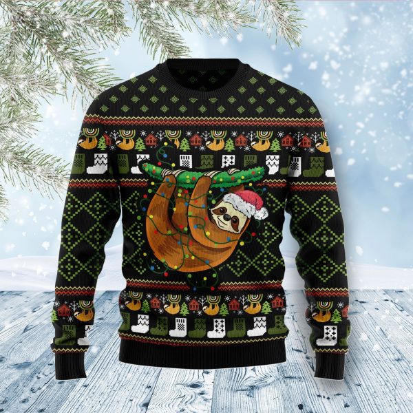 Sloth Light Ugly Christmas Sweater, All Over Print Sweatshirt, Ugly Sweater, Christmas Sweaters, Hoodie, Sweater