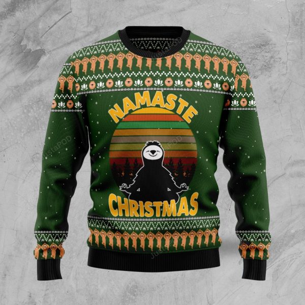Sloth Namaste Ugly Christmas Sweater, Ugly Sweater, Christmas Sweaters, Hoodie, Sweater