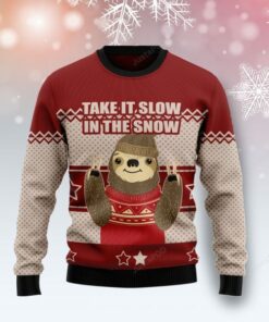 Sloth Take It Slow In The Snow Ugly Christmas Sweater, All Over Print Sweatshirt, Ugly Sweater, Christmas Sweaters, Hoodie, Sweater