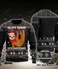 Slow Down But Its Christmas Sloth Ugly Christmas Sweater, All Over Print Sweatshirt, Ugly Sweater, Christmas Sweaters, Hoodie, Sweater