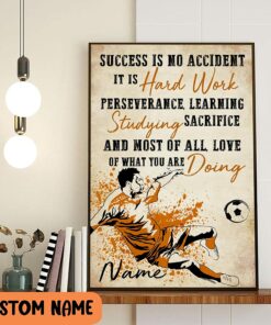 Success Is No Accident Inspirational Personalized Soccer Gift for Soccer Player Sports Lover, Soccer Wall Art Print Boy's Bedroom Décor