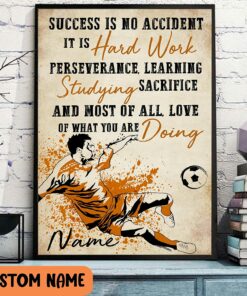 Success Is No Accident Inspirational Personalized Soccer Gift for Soccer Player Sports Lover, Soccer Wall Art Print Boy's Bedroom Décor