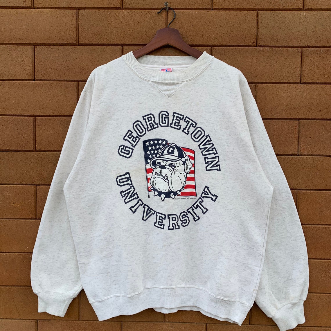 Sweatshirt Crewneck Georgetown University Hoyas Big Logo Pullover Jumper