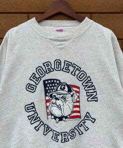Sweatshirt Crewneck Georgetown University Hoyas Big Logo Pullover Jumper