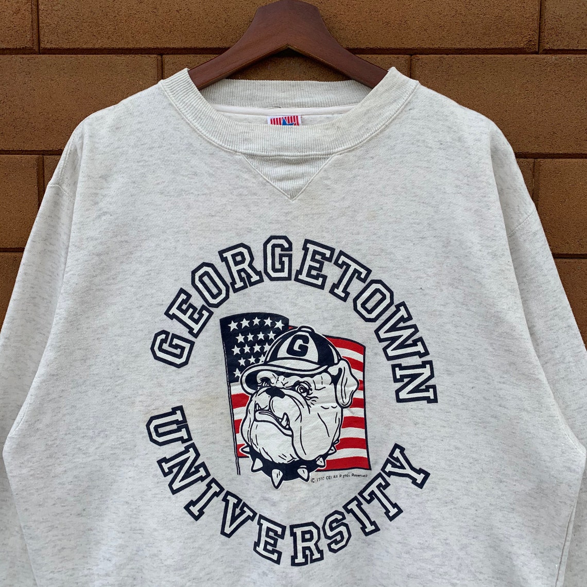 Sweatshirt Crewneck Georgetown University Hoyas Big Logo Pullover Jumper