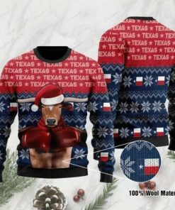 TEXAS BOXING LONGHORN UGLY CHRISTMAS SWEATER