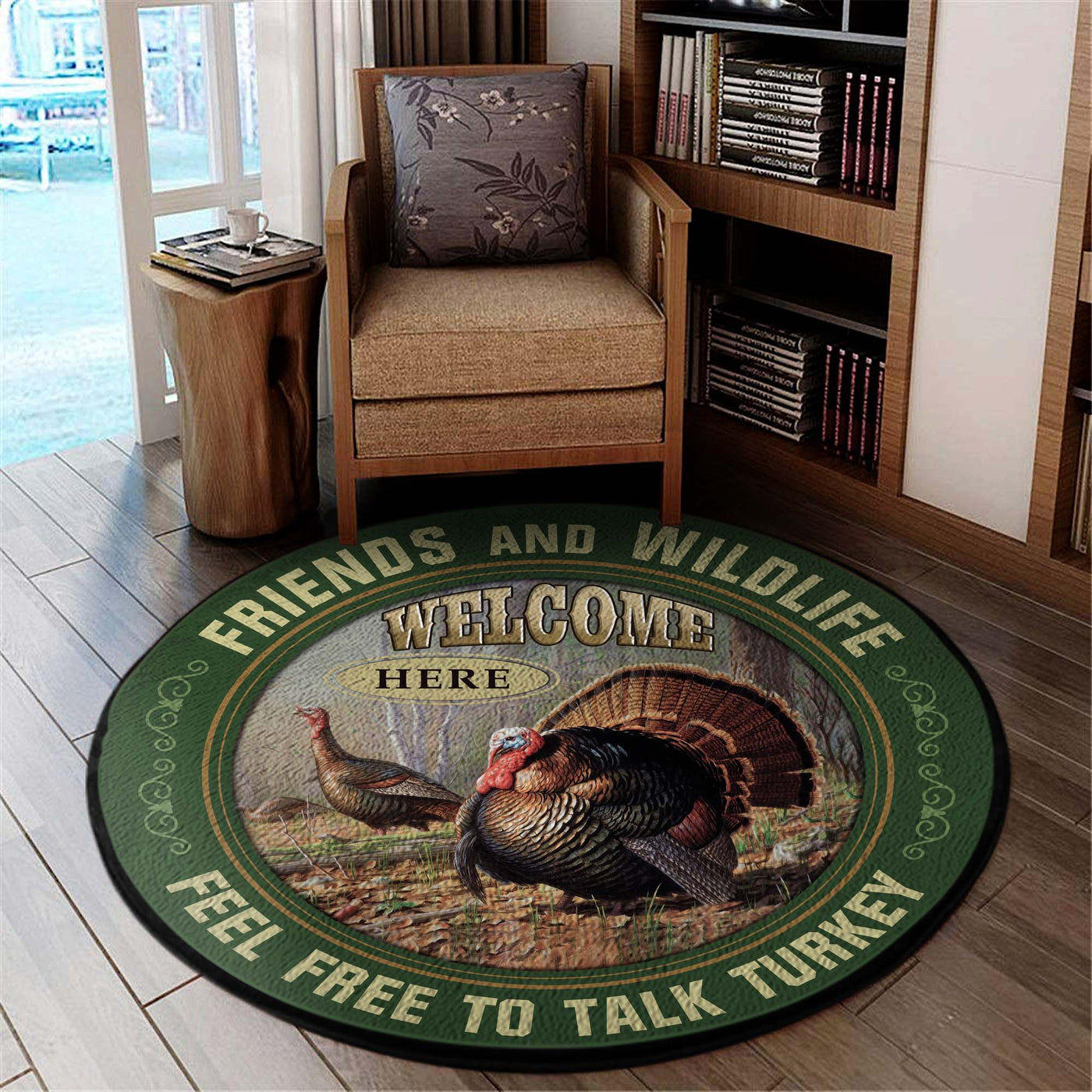 Talking Turkey Hunting Round Rug, Carpet