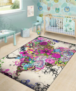 Tattoo Flowers Fabric Printed Rug Home Decor Gift Ideas