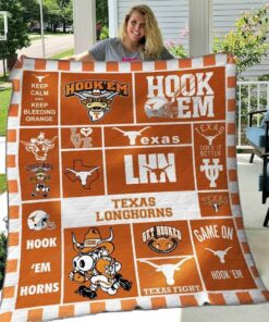 Texas Longhorns Hook Em Horns Quilt Blanket Gifts For Fans