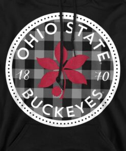 The Ohio State University Official Plaid Badge Unisex Adult Pull-Over Hoodie
