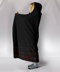 The Raven Of Odin Rune Blood Viking Hooded Blanket