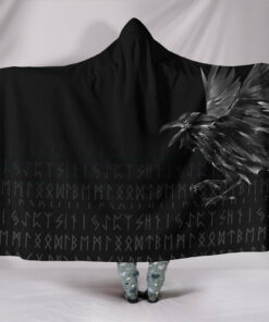 The Raven Of Odin Rune Viking Hooded Blanket